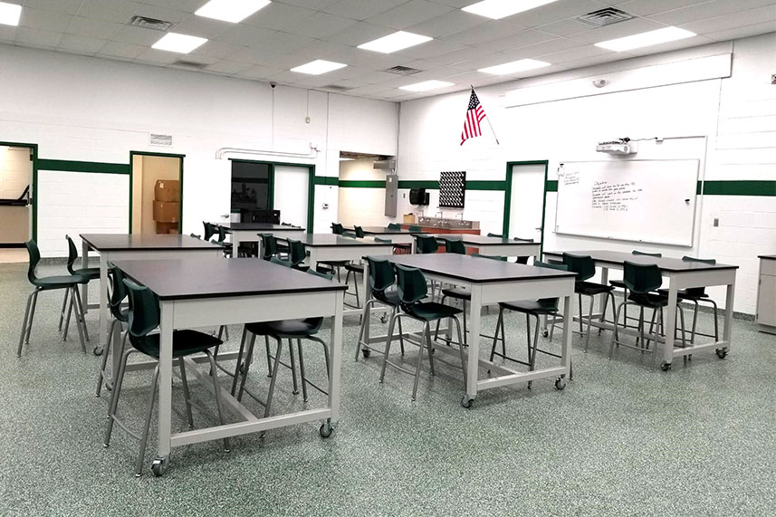 Metal Base Lab Table for an Educational Lab