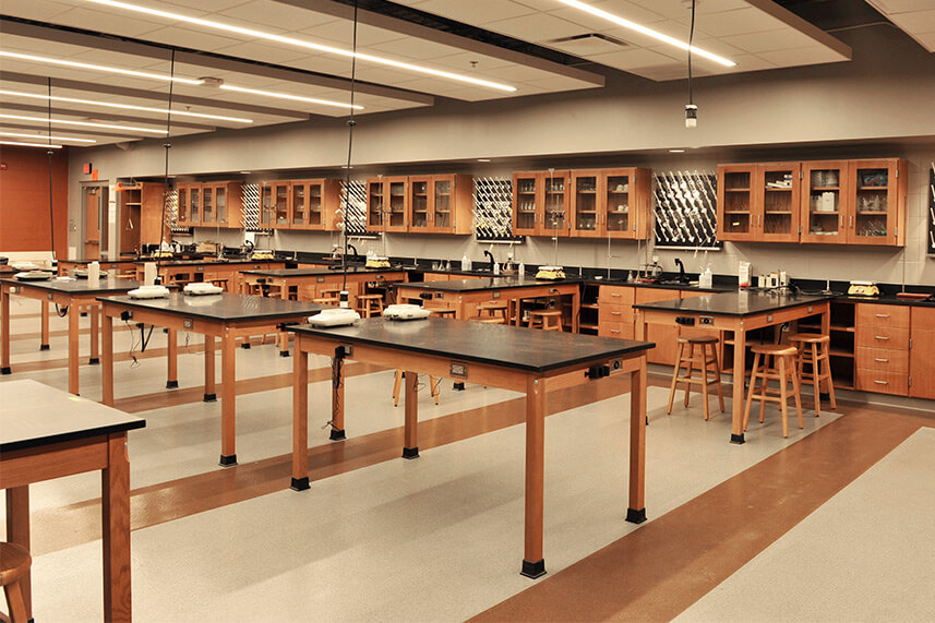 Wood Base Lab Tables for an Educational Lab