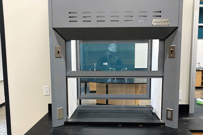 Double-Sided Fume Hood for an Educational Lab